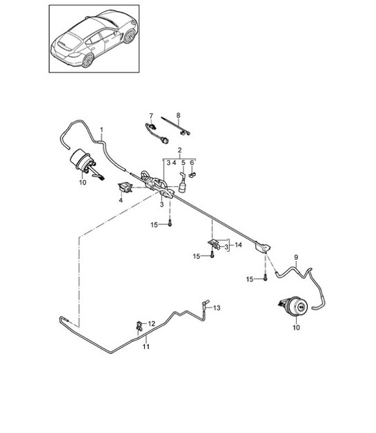 Diagram 202-065 Porsche Cayenne Turbo 4.5L 2003>> Fuel System, Exhaust System