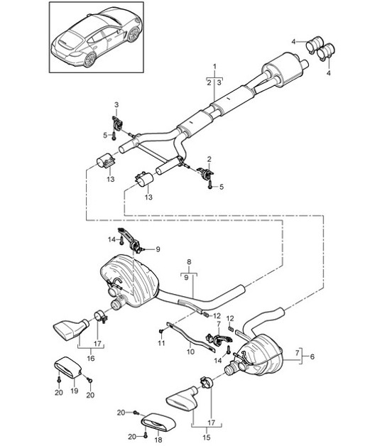 Diagram 202-070 Porsche Boxster GTS 718 4.0L PDK (400 Bhp) Fuel System, Exhaust System