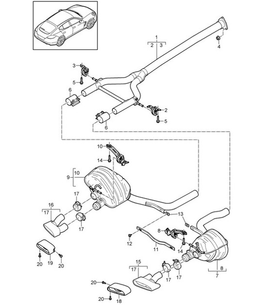 Diagram 202-080 Porsche Cayman 987C/981C (2005-2016) Fuel System, Exhaust System