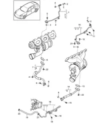 Tuyau d'huile pour turbocompresseur de gaz d'échappement (Modèle: CWDA,CWD, CWFA,CWF) Panamera 970 (G1) 3.0L 2014>>