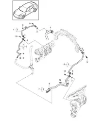 Coolant pipe for Exhaust gas turbocharger (Model: CWDA,CWD, CWFA,CWF) Panamera 970 (G1) 3.0L 2014>>