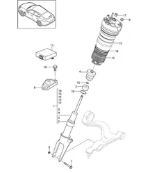 Suspension / Ressort pneumatique de jambe de force (PR:350,351, 354,355, Suspension pneumatique) Panamera 970 (G1) 2010-16