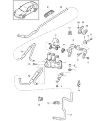 Stabilisator / Ventilblock / Anschlussstück / Druckleitung (PR:351, Luftfederung) Panamera 970 (G1) >>2013