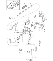 Stabilisator / Ventilblock / Anschlussstück / Druckleitung (PR:351,355, Luftfederung) Panamera 970 (G1) 2014>>
