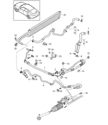 Servolenkung / Leitungen / Ölkühler (Modell: CWAA,CWFA, CWF,CWDA, CWD,CWBA, CWB,CGEA, CGE,CGFA, CRCB,CRCC, CXPA,CXRA, CXR,CWCA, CWC+ PR:351,355) Panamera 970 (G1) 2014>>