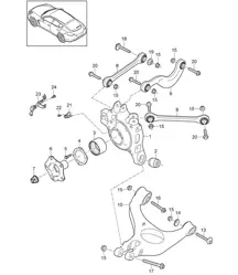 Eje trasero / Porta rueda / Horquilla / Barra de dirección / Buje de rueda / Protección antigravilla Panamera 970 (G1) 2010-16