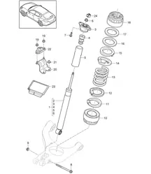 Jambe de suspension / amortisseur (PR:029,475) Panamera 970 (G1) 2010-16