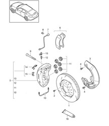 Freno a disco / Asse anteriore (Modello: CWBA,CWB, CWCA,CWC) Panamera 970 (G1) TURBO / TURBO S 2014>> Freno a disco / Asse anteriore (Modello: CWBA,CWB, CWCA,CWC) Panamera 970 (G1) TURBO / TURBO S 2014>>