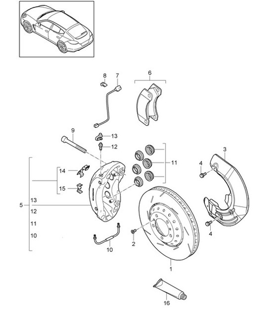 Diagram 602-010 Porsche 993 (911) (1994-1998) Wheels, Brakes