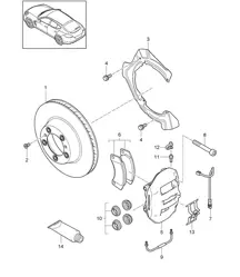 Scheibenbremse / Hinterachse (Modell: CWAA,CWFA, CWF,CGEA, CGE,CGFA, CRCB,CRCC, CWJA) Panamera 970 (G1) 3.6L / 3.0L DIESEL / 3.0L HYBRID 2014>>