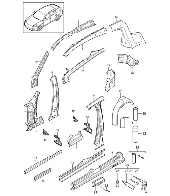 Diagram 801-050 Porsche Cayman 718 2.0L PDK（300马力）  车身