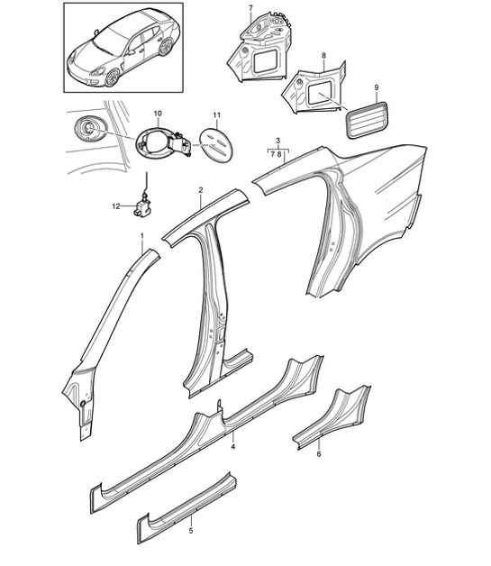 Diagram 801-055 Porsche Cayenne Coupe Turbo S E-Hybrid V8 4.0L 550Hp 