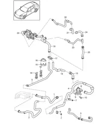 Ibrido / Tubazione riscaldamento / Riscaldatore ausiliario - ANTERIORE - Panamera 970 (G1) 3.0L HYBRID 2014>>