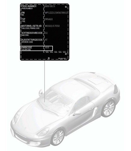 Applicatore per ritocchi vernice / Vernici 981 Boxster / Boxster S 2012-16