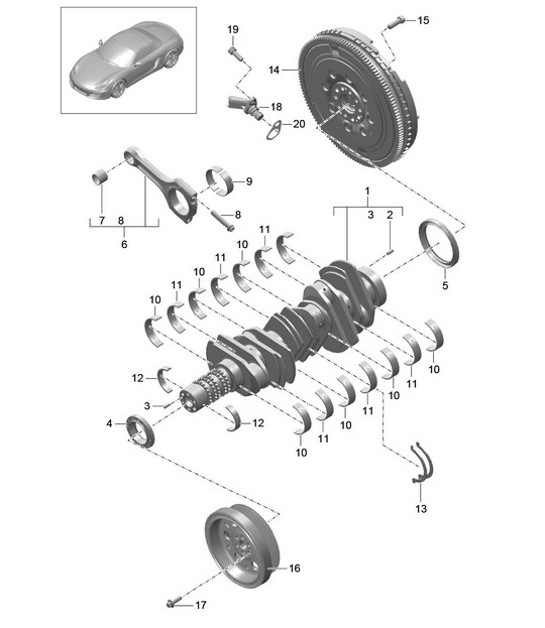 Diagram 102-000 Porsche Cayman 987C/981C (2005-2016) Motor