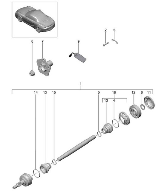 Diagram 501-005 Porsche 991 (911) MK2 2016-2019 Rear Axle