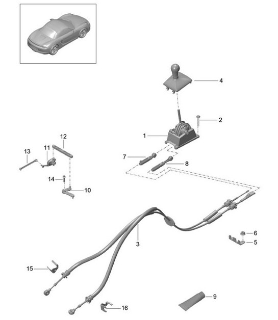 Diagram 701-000 Porsche Cayenne Turbo 4.5L 2003>> Hand Lever System, Pedal Cluster 