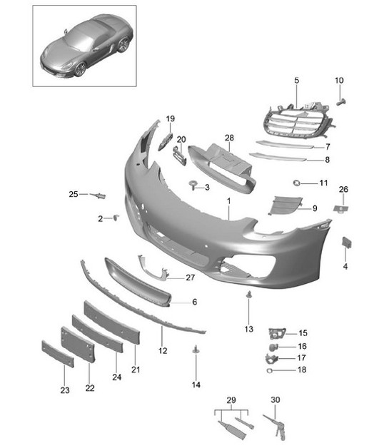 Paraurti anteriore (PR: PR:-011,-XAT) 981 Boxster / Boxster S 2012-16