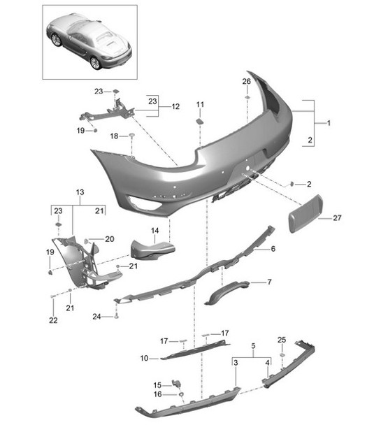Paraurti posteriore (PR:011, modello GTS) 981 Boxster GTS 2012-16