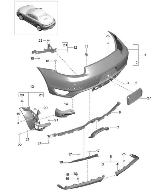 Paraurti posteriore (PR:XAT, pacchetto Sport Design) 981 Boxster / Boxster S 2012-16