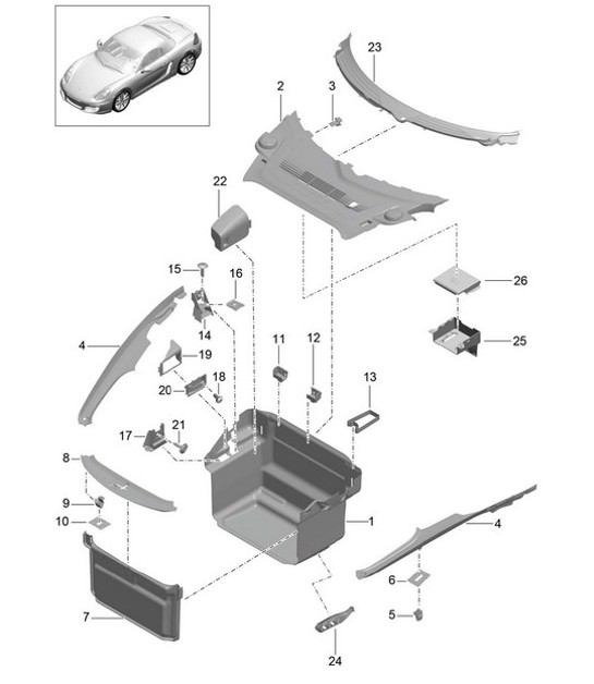 Diagram 807-000 Porsche Boxster 986/987/981 (1997-2016) Body