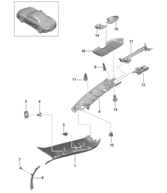 Diagram 807-055 Porsche 996 C4 3.4L 1997-08/01 Body