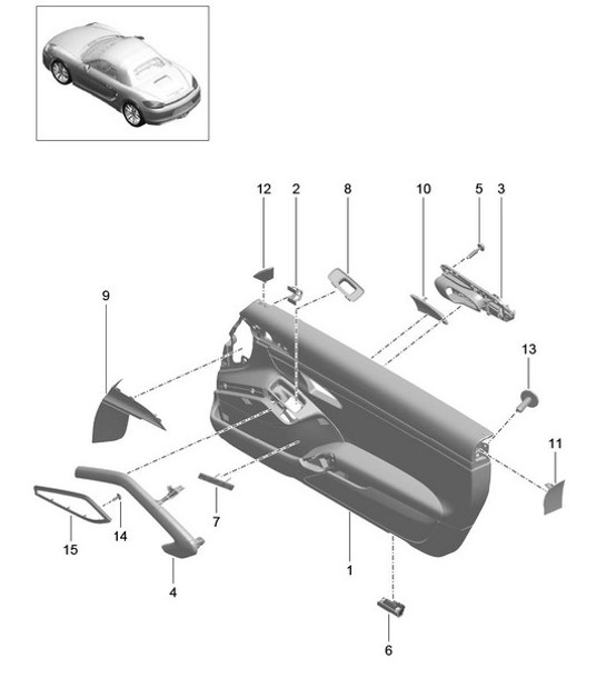 Pannello porta / Accessori / Finiture / Pelle (PR:XWA,981,788) 981 Boxster / Boxster S 2012-16