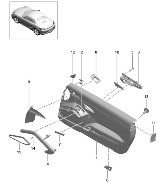 Pannello porta / Accessori / Finiture / Carbonio (PR:XWC,981,788) 981 Boxster / Boxster S 2012-16