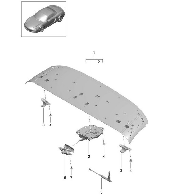 Telaio superiore / Telaio del tetto / Chiusura - ANTERIORE - 981 Boxster / Boxster S 2012-16