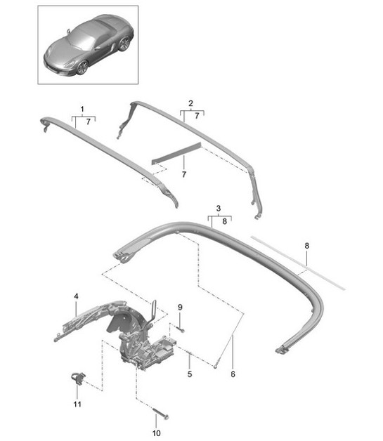 Diagram 811-010 Porsche Boxster 986/987/981 (1997-2016) Body