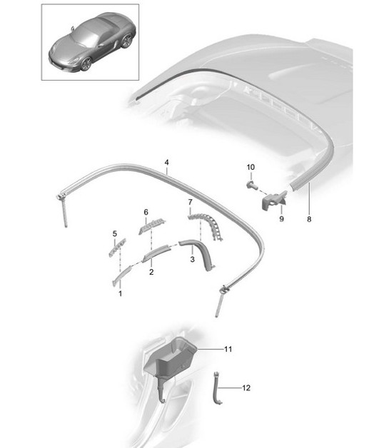 Capote / Guarnizione / Vaschetta raccogliacqua 981 Boxster / Boxster S 2012-16