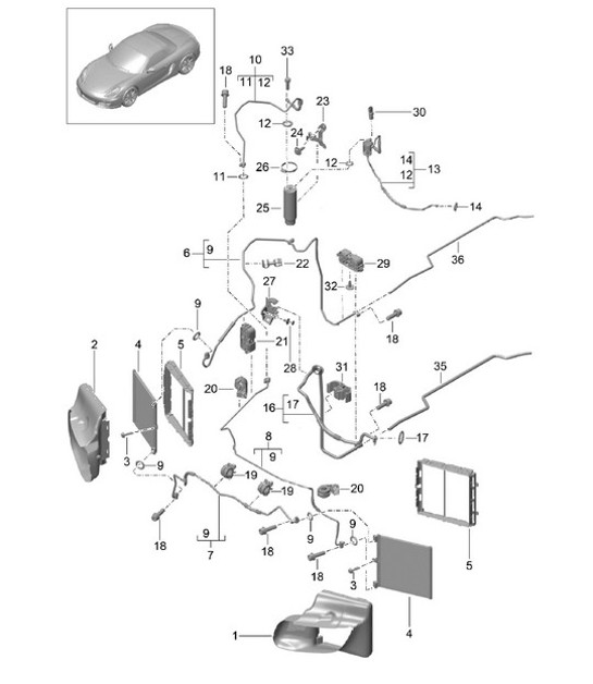 Circuito frigorifero - ANTERIORE - 981 Boxster / Boxster S 2012-16