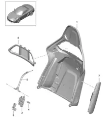 Rückenlehnenschale / Schalensitz / Klappbar / Zubehör 981 Boxster / Boxster S 2012-16