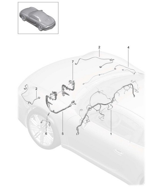 Cablaggi cruscotto/Rivestimento/Copertura/Sterzo/Asse anteriore 981 Boxster/Boxster S 2012-16