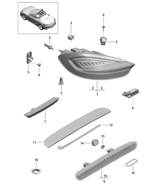 Luce posteriore / Luce targa / Luce stop supplementare / Luce retronebbia 981 Boxster / Boxster S 2012-16