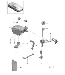 Refroidissement par eau / Réservoir d'eau / Entrée d'huile 981C Cayman / Cayman S 2014-16