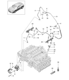 Tubo raccolta carburante / Pompa alta pressione 981C Cayman / Cayman S 2014-16 Tubo raccolta carburante / Pompa alta pressione 981C Cayman / Cayman S 2014-16