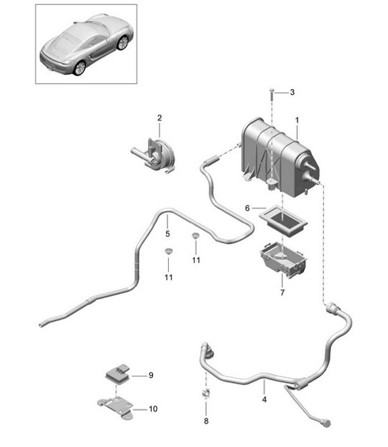 Diagram 201-020 Porsche 996 GT3 RS 2003-04 Fuel System, Exhaust System