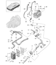 - PDK - Caja de cambios / Intercambiador de calor / Tubería de aceite / Tubería de agua (Modelo: CG205,CG225) 981C Cayman / Cayman S 2014-16