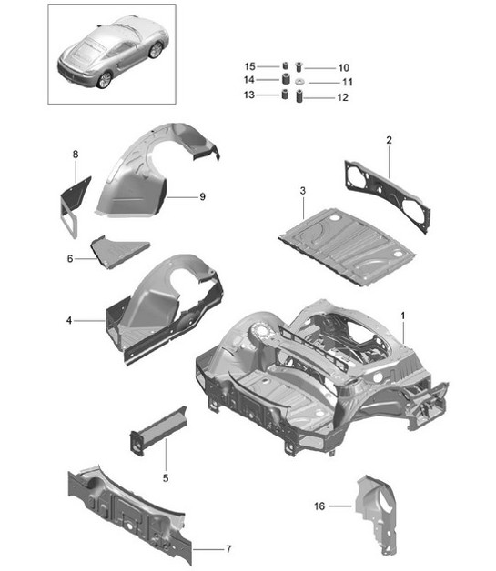 Diagram 801-035 Porsche Cayman 987C/981C (2005-2016) Body