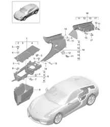 Revestimientos / Compartimiento del motor - Lado trasero - 981C Cayman / Cayman S 2014-16