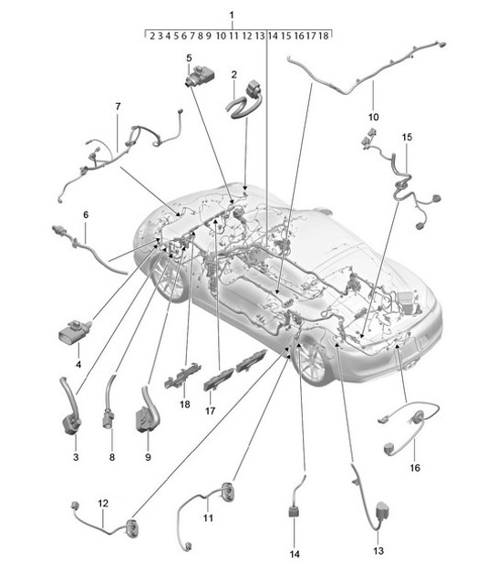 Diagram 902-010 Porsche 996 C4 3.6L 09/01-2005 Electrical equipment