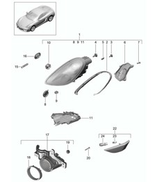 Headlights / Additional headlight / Turn signal indicator / side marker light / Turn signal repeater (PR:-603, -620,-601) 981C Cayman / Cayman S  2014-16 Headlights / Additional headlight / Turn signal indicator / side marker light / Turn signal repeater (PR:-603, -620,-601) 981C Cayman / Cayman S  2014-16