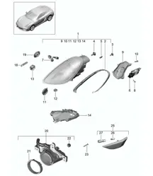 Scheinwerfer / Zusatzscheinwerfer / Blinker / Seitenmarkierungsleuchte / Blinker-Repeater (PR:601) 981C Cayman / Cayman S 2014-16