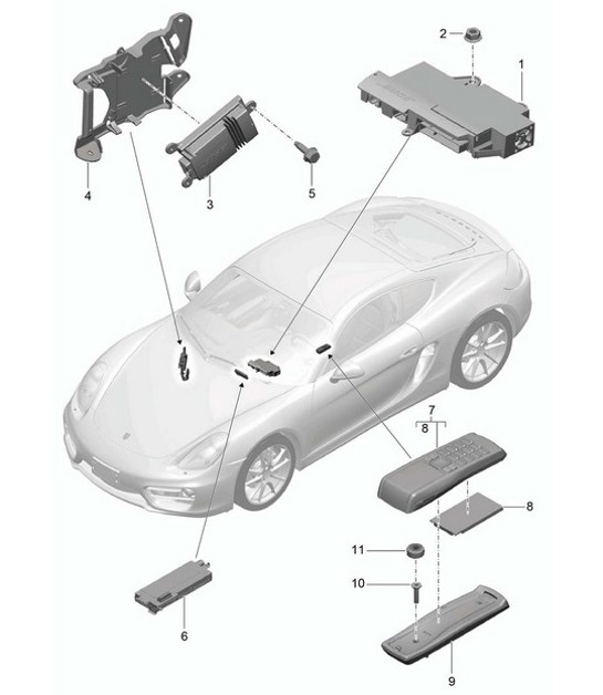 Diagram 911-010 Porsche Cayman 987C/981C (2005-2016) Electrical equipment