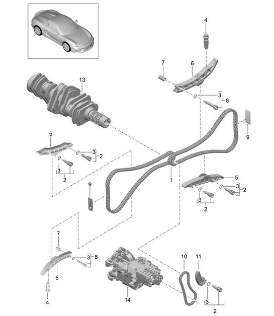 Diagram 103-015 Porsche Cayman S / R 3.4L 987C MKII 2009-12 Engine