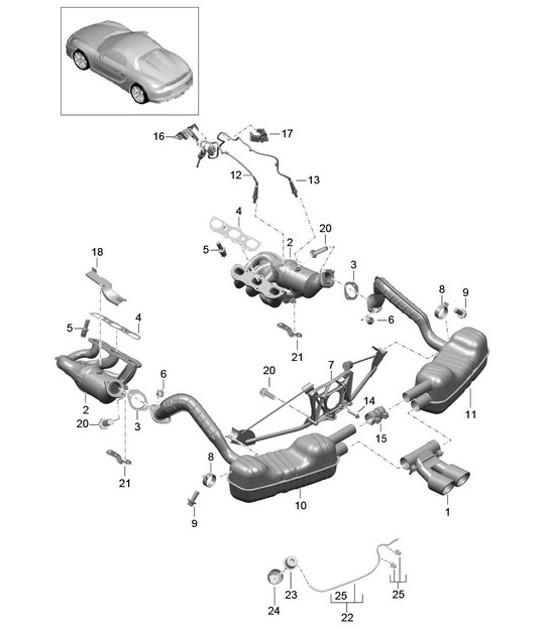 Diagram 202-000 Porsche 911 1965-1968 2.0L / 912 SWB (F) Fuel System, Exhaust System