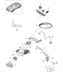 Interior mirror / Exterior mirror (PR:529) 981.SP Boxster Spyder 2016