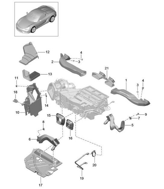 Guida dell'aria/distributore dell'aria 981.SP Boxster Spyder 2016