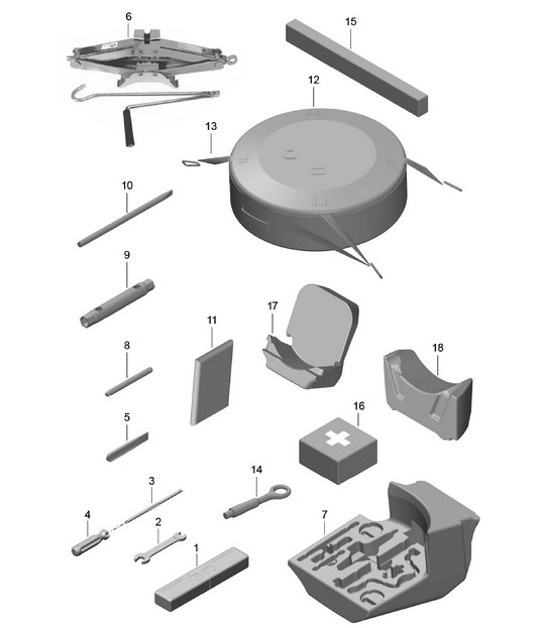 Diagram 001-000 Porsche Cayenne S/GTS 4.8L 2007>> Accessories & others 